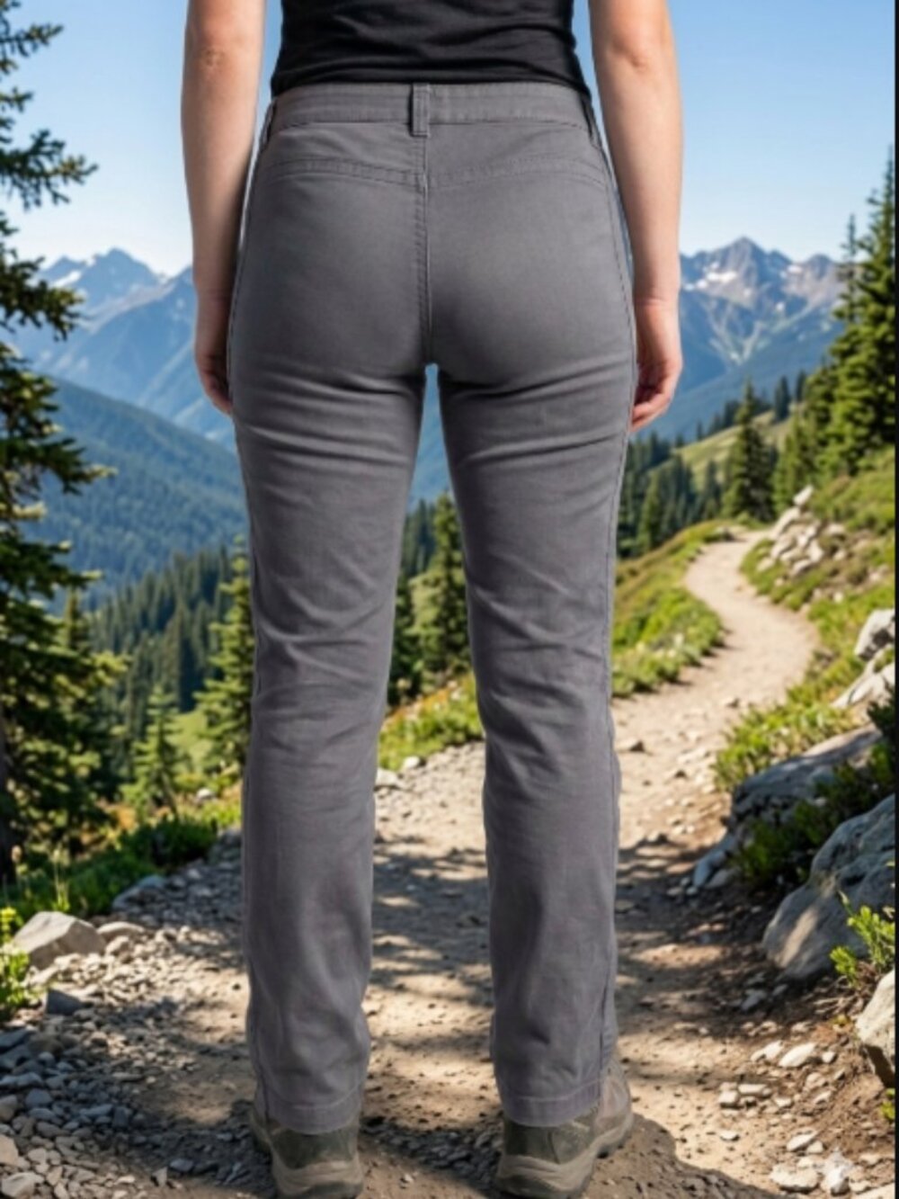 Olsen Europe Lisa Straight Leg Pants Grey Size 4 Stretch Cotton Twill